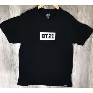UNIQLO BT21 BTS Black Graphic UT T-Shirt Character Signatures Unisex Sz M #10
